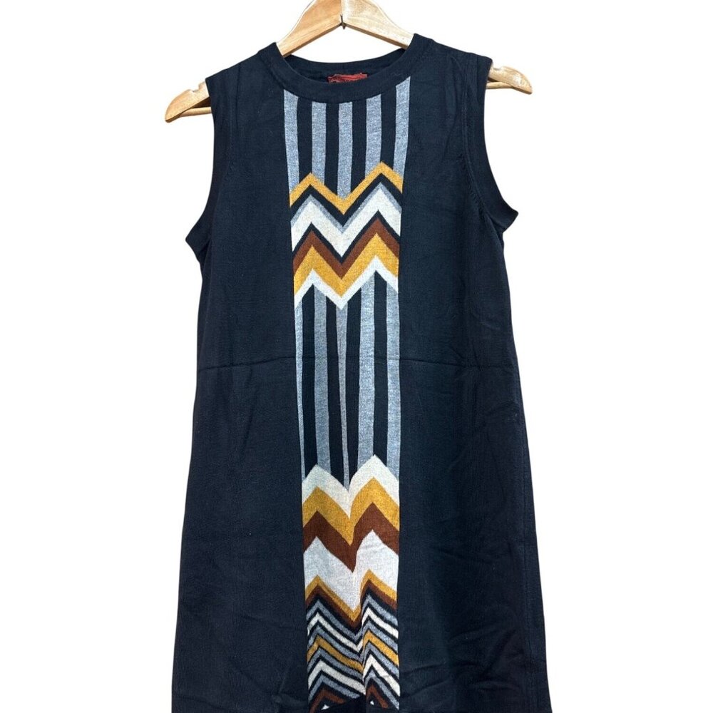 Missoni Sleeveless Chevron Pattern Black Dress M